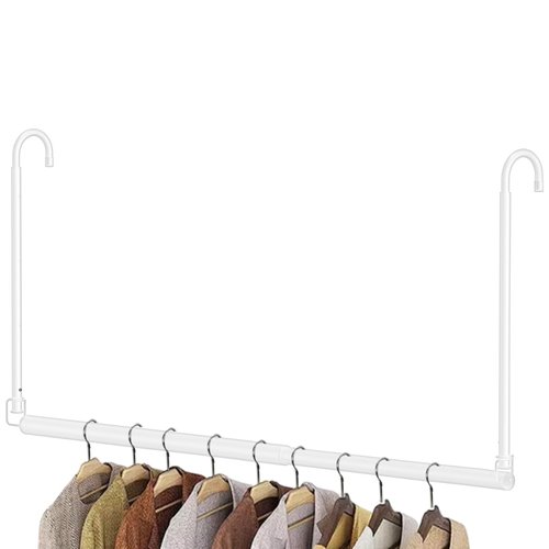 Hanging Closet Rod, Adjustable Height & Width Closet Rods for Hanging Clothes-Closet Extender Hanging Rod Space-Maximizing Design Suitable for Hanging and Drying Clothes, White