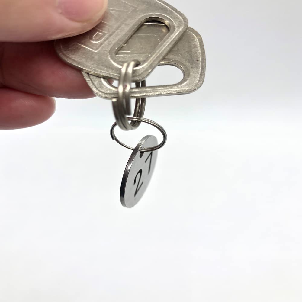 1-10 Round Stainless Steel Diameter 1.18" Numbered Tags Metal Key Tags ID Tags with Rings (1-10)