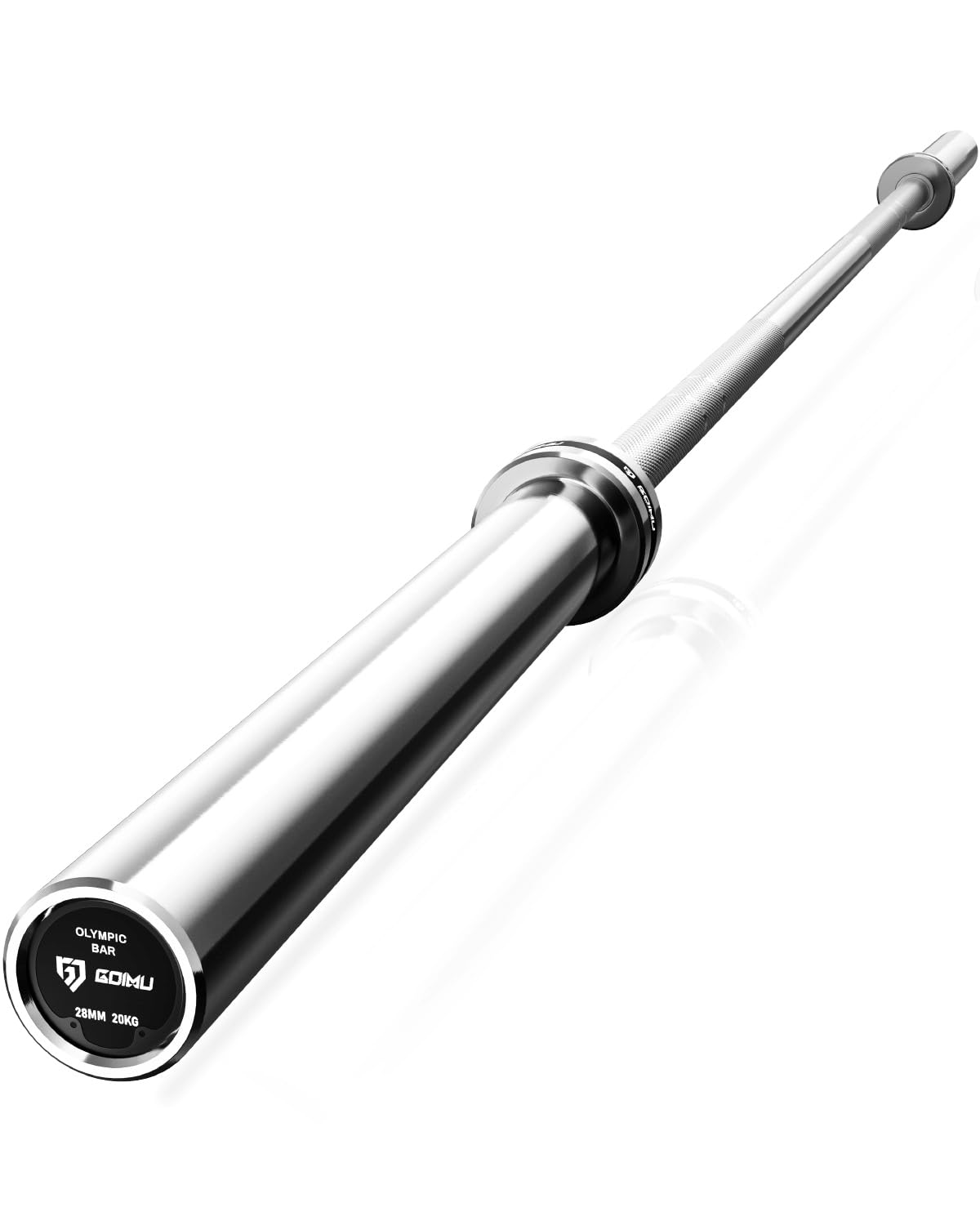 Goimu PB01 7FT Olympic Barbell, Weight Bar with Knurled Grip, 1500LB Capacity Strength Training Deadlift Bar for Squat, Weightlifting, Bench Press, Fits 2-inch Standard Weight Plates, Silver