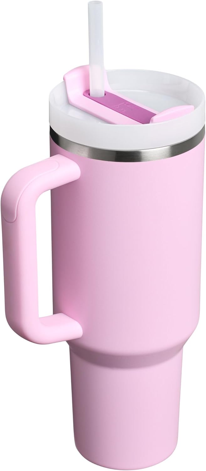 STANLEY Quencher H2.0 Tumbler - 40 oz Insulated Stainless Steel Cup with Handle & Straw | Cherry Blossom