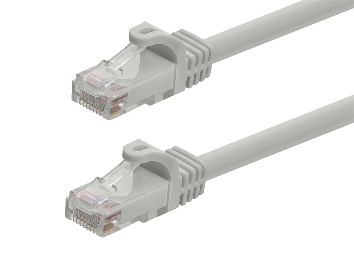 Cat6 RJ45, 24AWG 550Mhz, 7 Monoprice Ethernet Patch Cable - Snagless Stranded Pure Bare Copper Wire, UTP, Feet, Gray