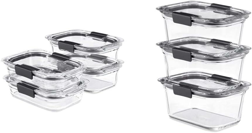 Rubbermaid Brilliance Glass Storage Containers - Set of 4 Medium 4.7-Cup Clear Food Containers with Lids