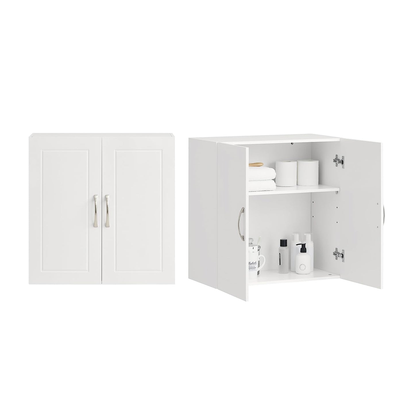 Haotian Wall Cabinet Laundry Room, Medicine Cabinet for Bathroom Kitchen Garage, Wall Storage Cabinet with Adjustable Shelf, White FRG231-W