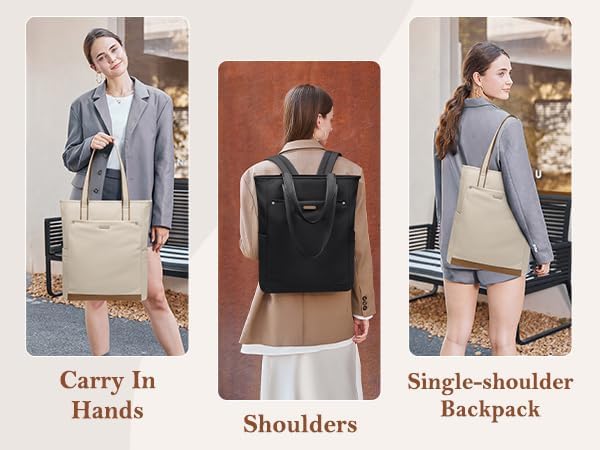 Backpack Backpack Leisure,16 Inch,Apricot Convertible Laptop for Women Men Carry on Tote Teacher Bookbag for College
