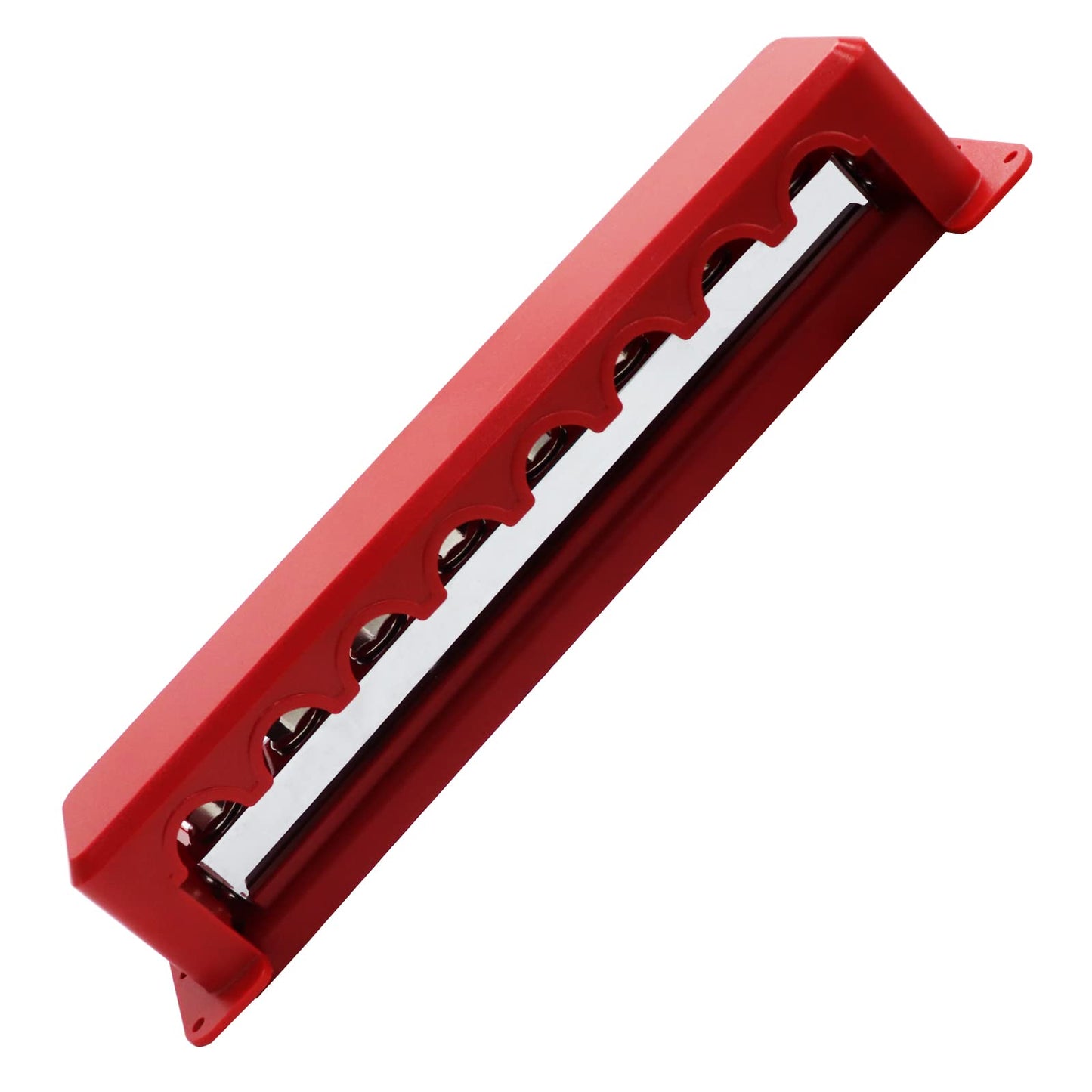 AMOMD 2 Pcs 600 A High Current Copper Bus Bar 300V AC / 48V DC 8 Way 3/8 inch (M10) Studs 8#8-32 Screws Electrical Terminal Ground Distribution Block Battery Buss Bars with Cover (Red & Black)