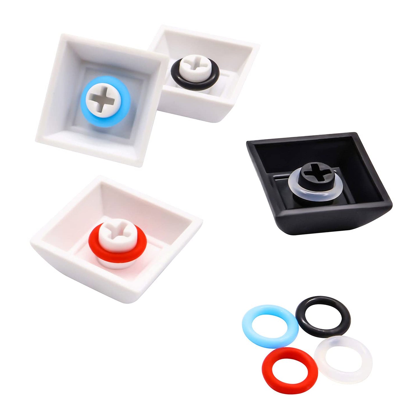 ThreeBulls 120Pcs Clear Rubber O-Ring Keyboard, O-Rings Keycaps, Switch Dampeners Keycap, for Cherry MX Key Switch