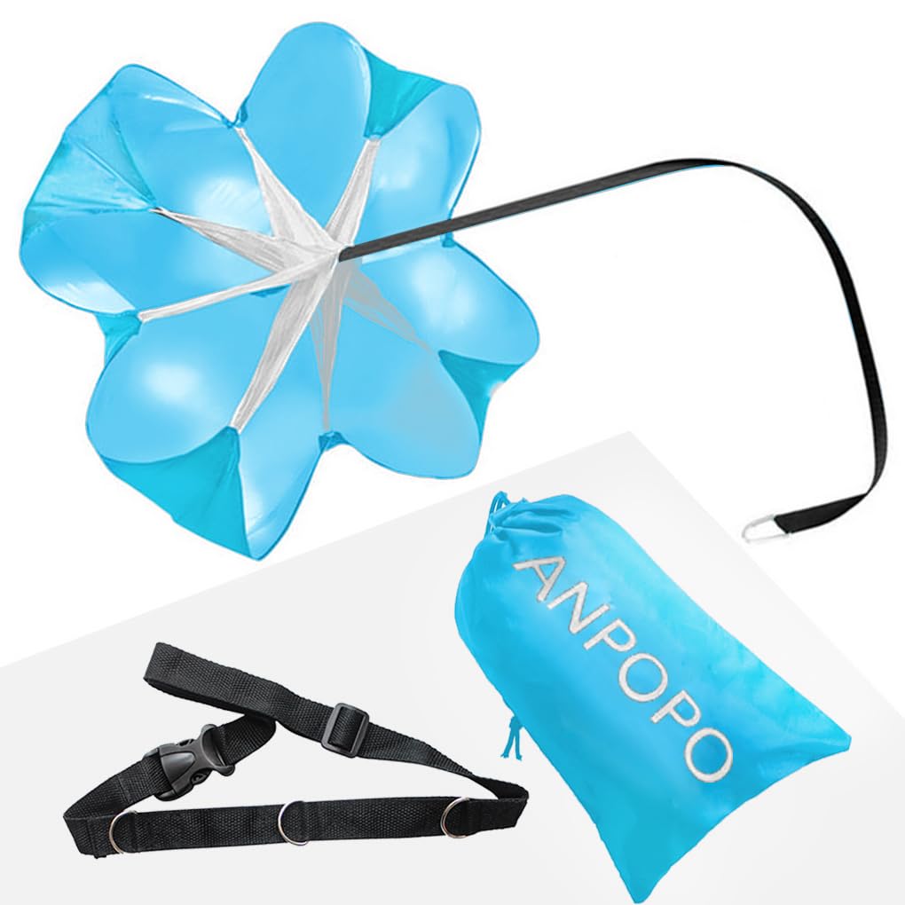 ANPOPO Bfsmile Running Speed Training 56" Parachute with Adjustable Strap, Free Carry Bag. Speed Chute Resistance Running Parachute for Kids Youth and Adults (Blue)