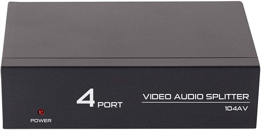 DTECH 4 3 1 4 Powered Way RCA Splitter Box in Out Composite Video Audio Distribution Duplicator with Power Adapter