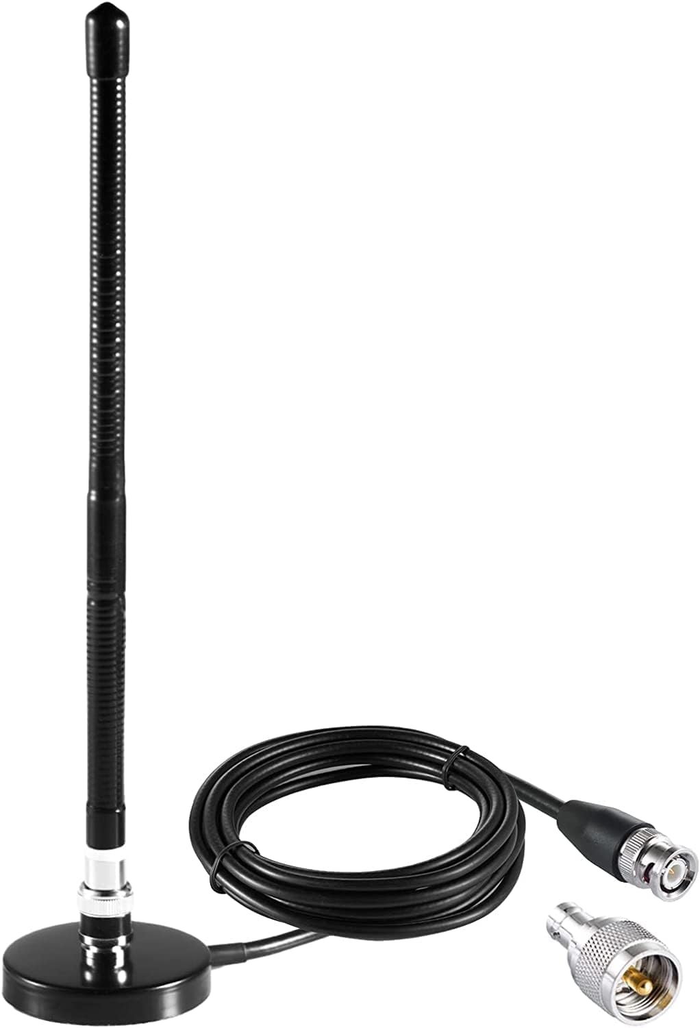 eifagur 27MHz PL-259 Long Range Soft Whip Magnetic Base CB Radio Antenna with BNC Male Connector for Cobra Midland
