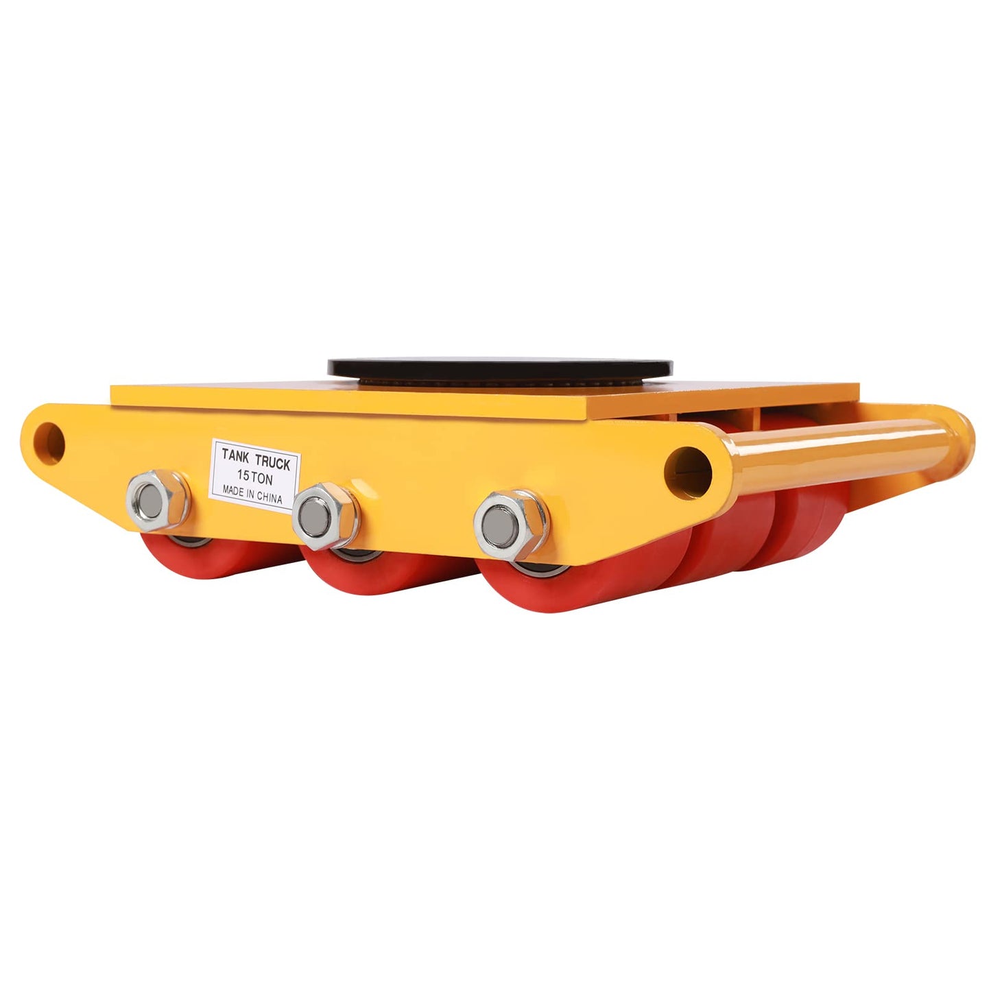 15T Heavy Duty Machinery Mover Skate – 33,000lbs Capacity, 9 PU Rollers & 360° Rotation, Industrial Equipment Dolly for Warehouses/Construction, Yellow (1pc)