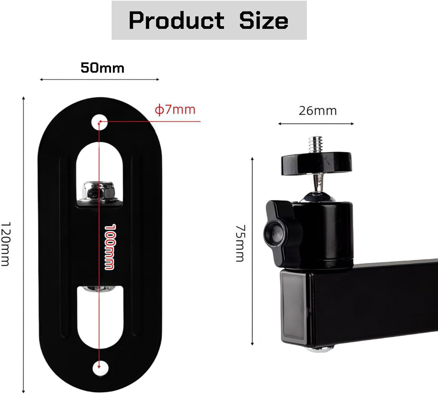 FINXRoll 1/4" 8.46in Foldable Universal Projector & CCTV Camera Wall/Ceiling Mount Bracket (Black) - Screw, Adjustable