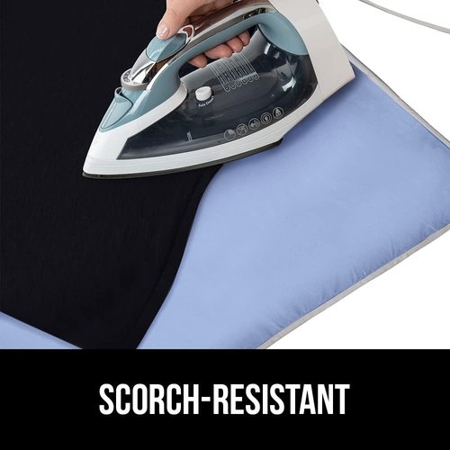 GORILLA GRIP The Original Ironing Board Cover and Pad, Silicone Coating, 400°F Scorch Resistant Thick Padding, Heavy Duty Iron Covers Standard Boards, Hook and Loop Fastener Strap, Blue 28x24