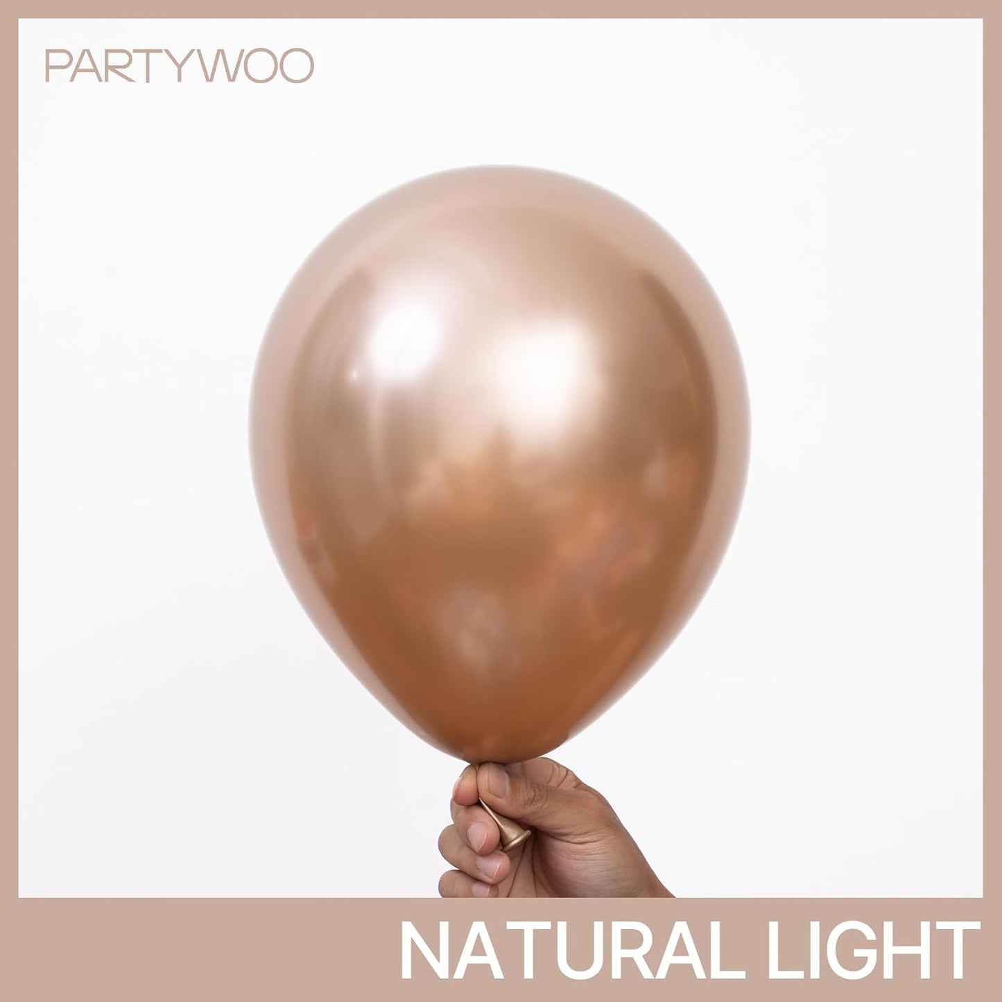 PartyWoo Metallic Rose Gold Balloons - 50pcs 12 Inch Chrome Latex for Weddings & Celebrations