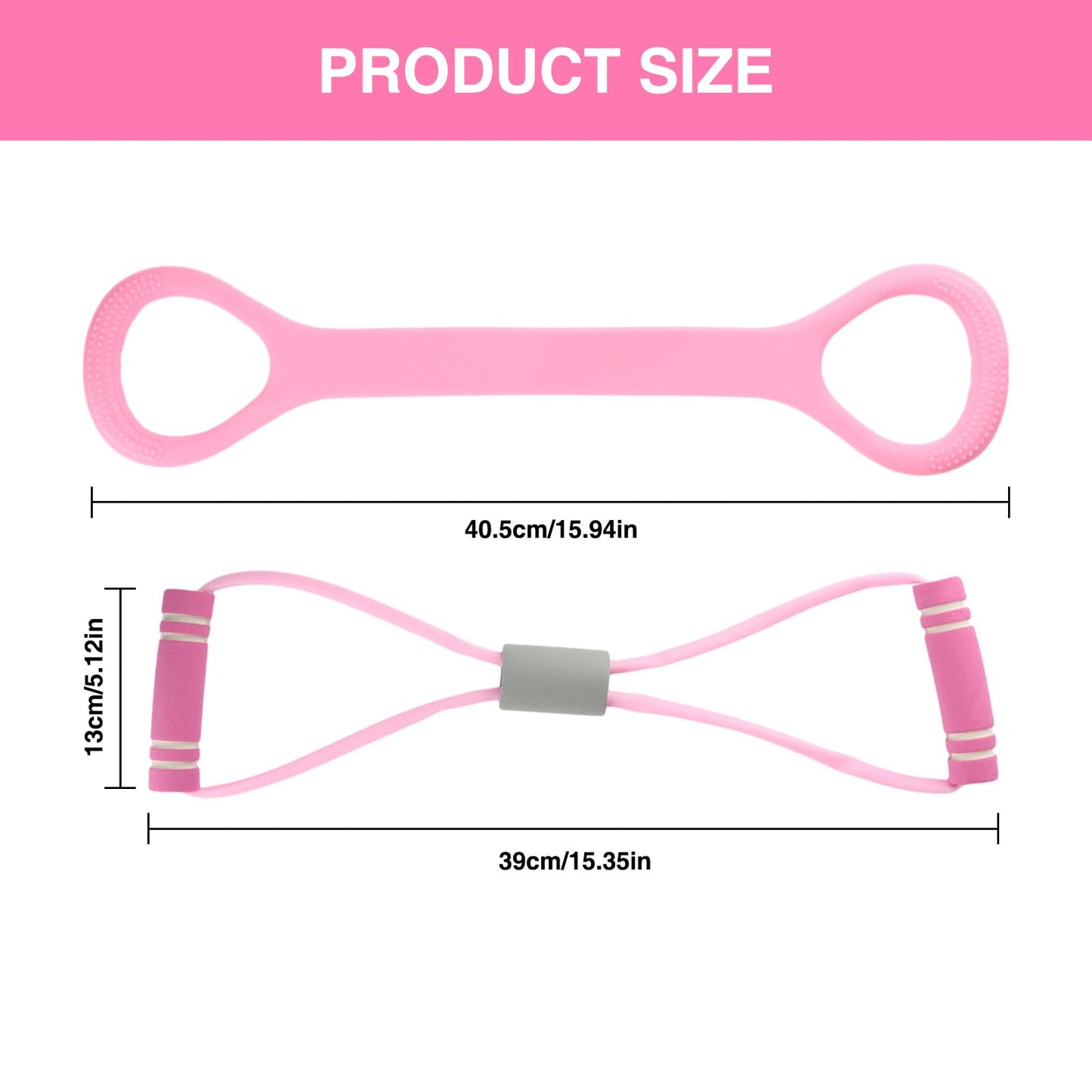 LOGJAM 2 Pcs Figure 8 Resistance Band with Handles, Arm Exercise Bands, Elastic Fitness Strap Exercise Equipment for Women