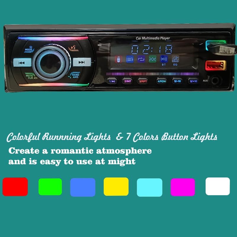 Generic 3050 12V MP3 7-Color Car Stereo Audio Player with Bluetooth Handsfree Calls, Music Play, FM Radio, Dual USB/AUX