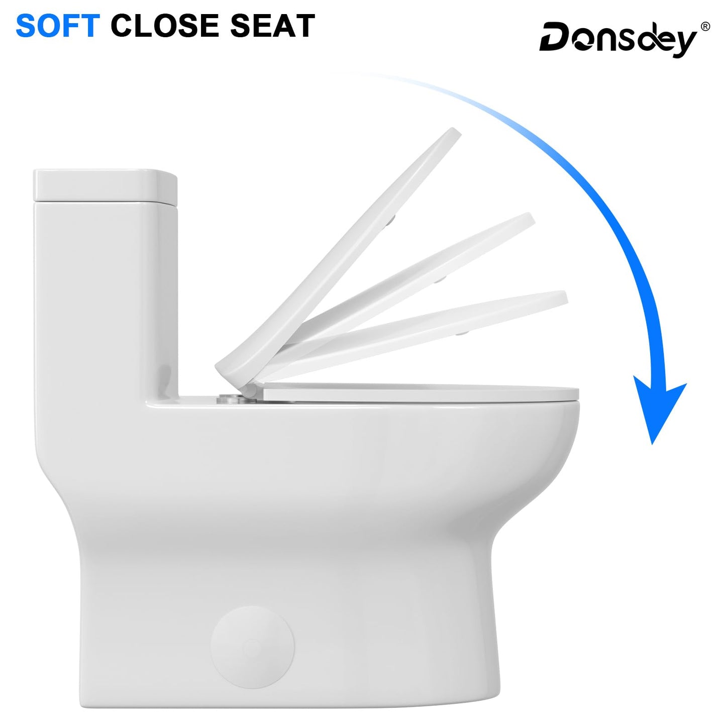 Donsdey Compact One Piece Toliet- Compact Toilet with 15.8'' Standard Seat Height Powerful Dual Fulsh Water Saving 1000g MAP ＆ 1.1/1.6 GPF 12'' Rough-in White Glossy Ceramic Toilets Bowl