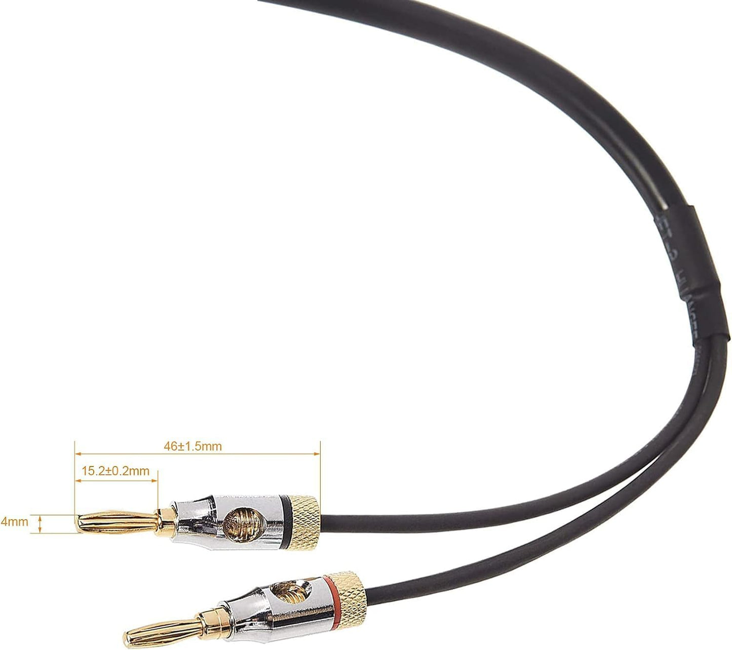 16AWG CL2 (4mm), 6 Amazon Basics Banana Plug Speaker Cable Wire, Rated for In-Wall Use, Gold-Plated Banana-Tip Plugs