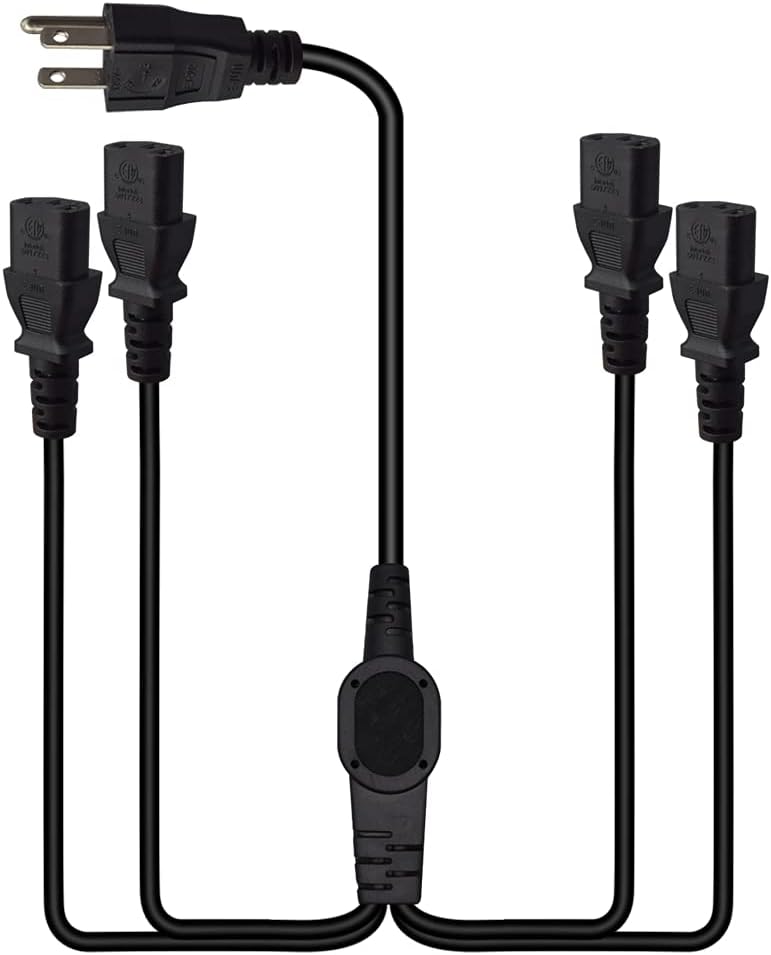 Toptekits 5-15P 4X C13 4 3 C13 Split(6ft/2m, 5-15P 4XC13) Computer Monitor Power Cord Splitter, NEMA to Y-Cable, Power