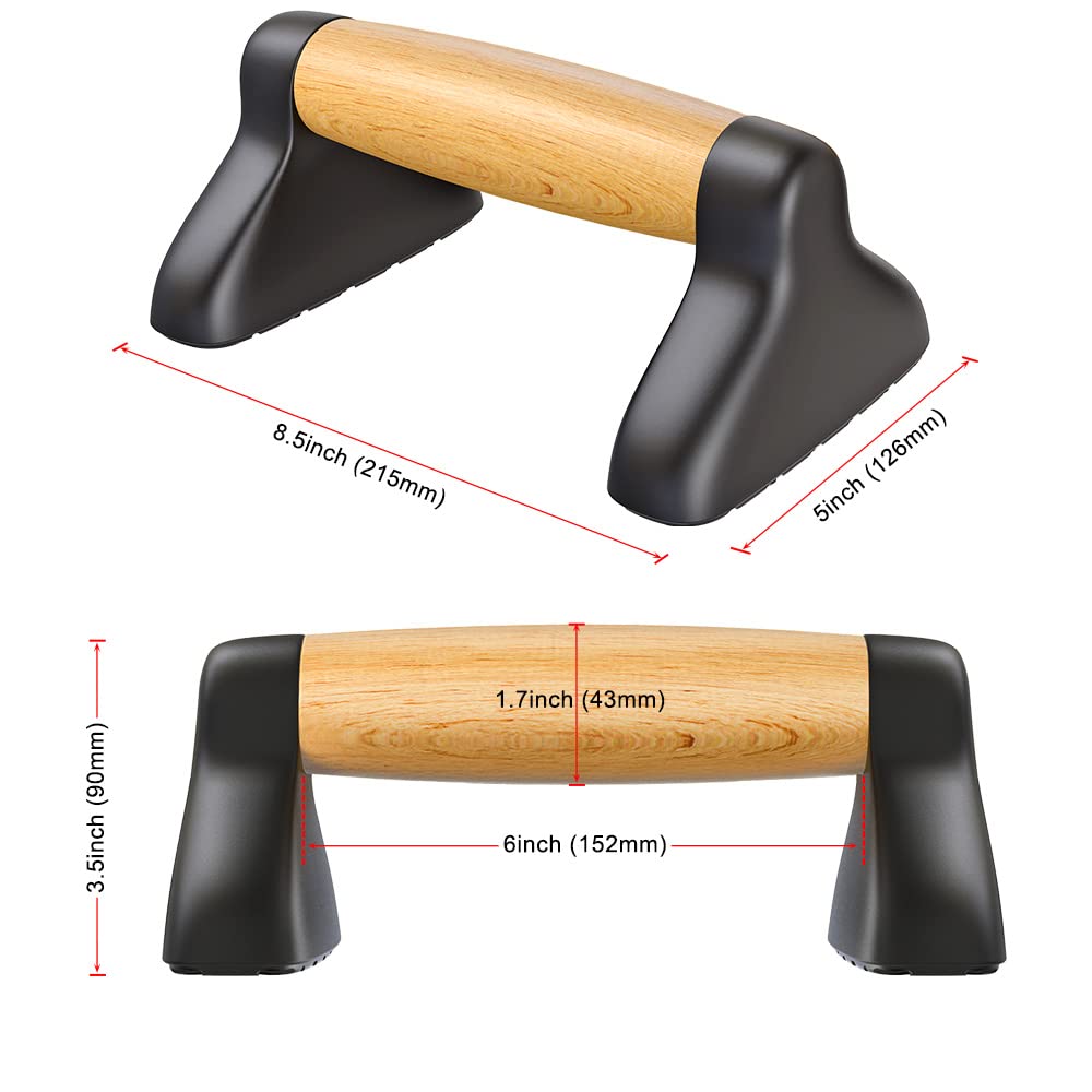 Push Up Bars, Wooden Push Up Handles for Floor, Sturdy Pushup Stands for Men & Women Home Gym Strength Training Equipment Fitness, Wood Pushup Bar Handle Grip, 2 Pack