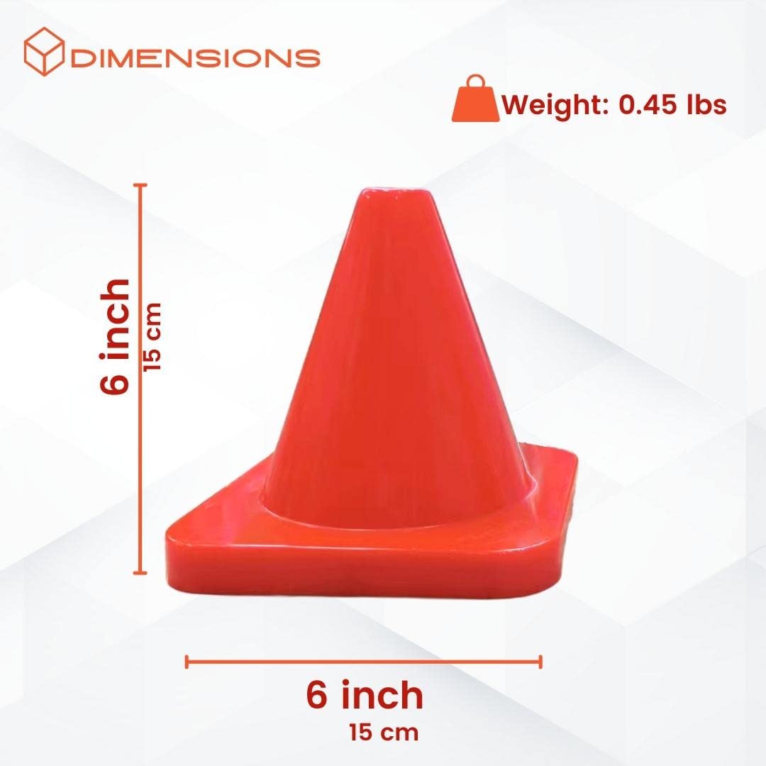 Versatyle 6in Heavy Duty Agility Training Cones for Soccer, Football, Basketball & Sports Drills, Flexible Motorcycle & Traffic Training Cones, Durable, Versatile, High Visibility (Set of 12, Orange)