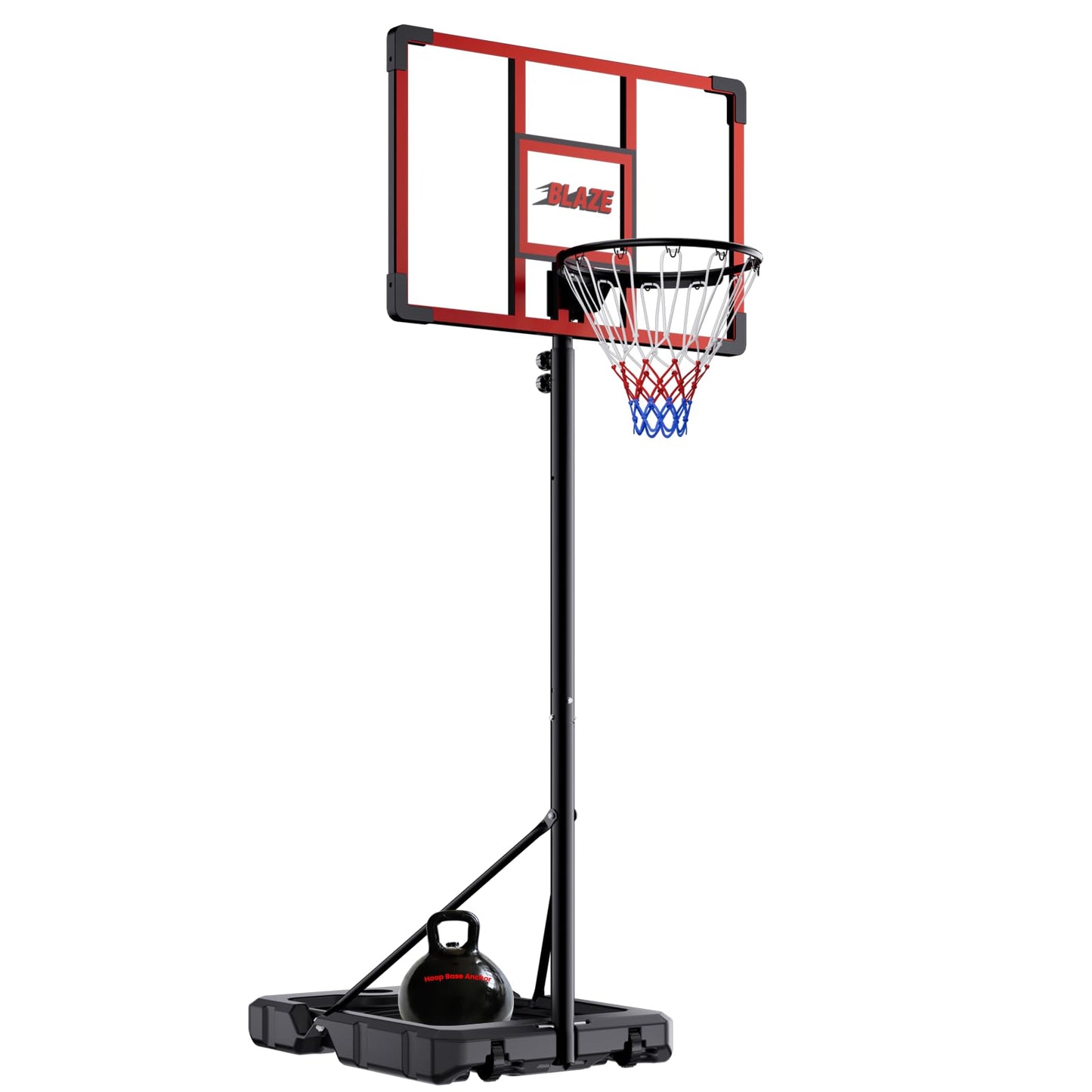 Portable Basketball Hoop 4.1–8.5FT Adjustable, 32" Shatterproof Backboard, Fillable Base with Weight Bag & Wheels, Outdoor Basketball Goal for Kids & Teens Backyard Driveway(Red)