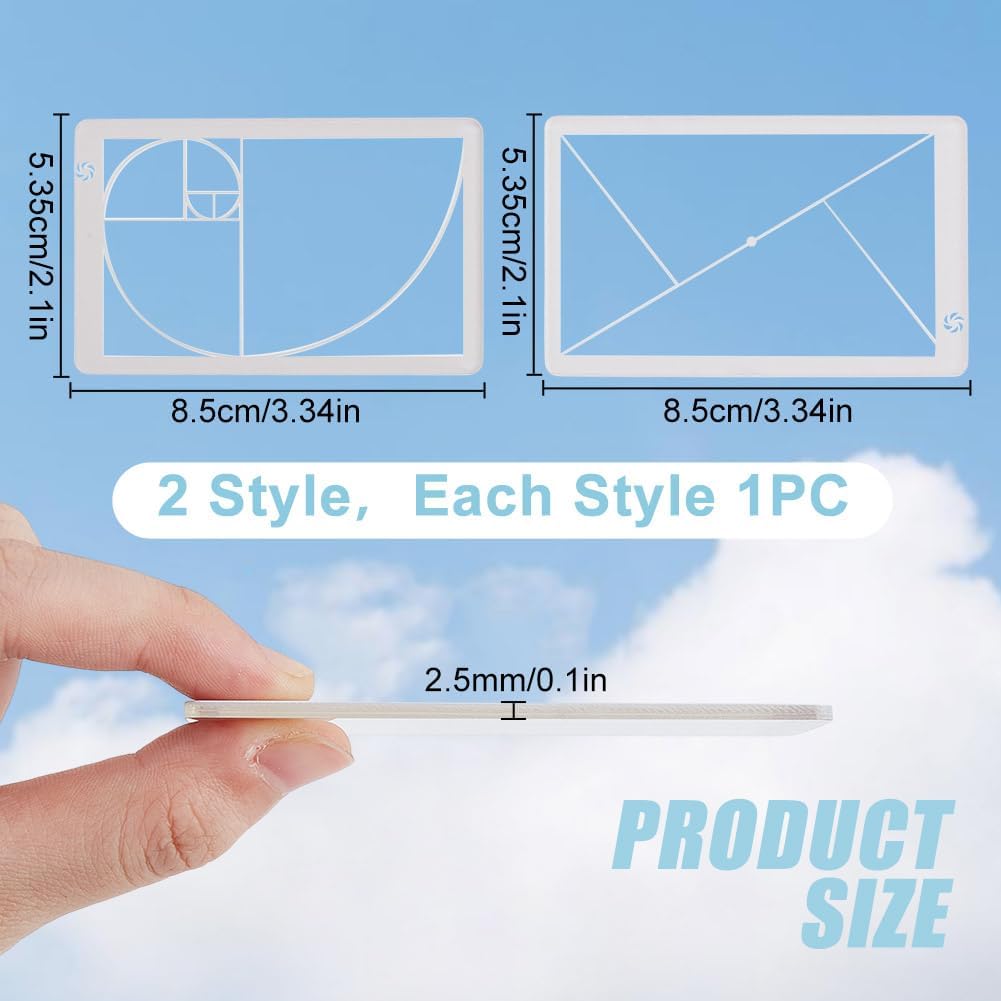2pcs 2 Golden Ratio View Finder Styles Fibonacci Photo Composition Tool Viewer Photography Artist Viewfinder Rule