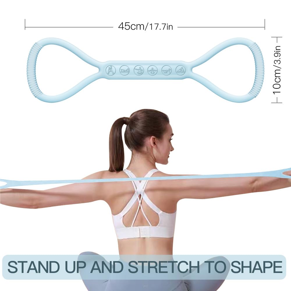 2025 Upgraded Figure 8 Resistance Band, 25lb Exercise Band for Kids Adult and Elderly, Stretch Fitness Band Workout Ropes for Arm Back Shoulder Yoga Pilates Physical Therapy(Sold in Single not in Set)