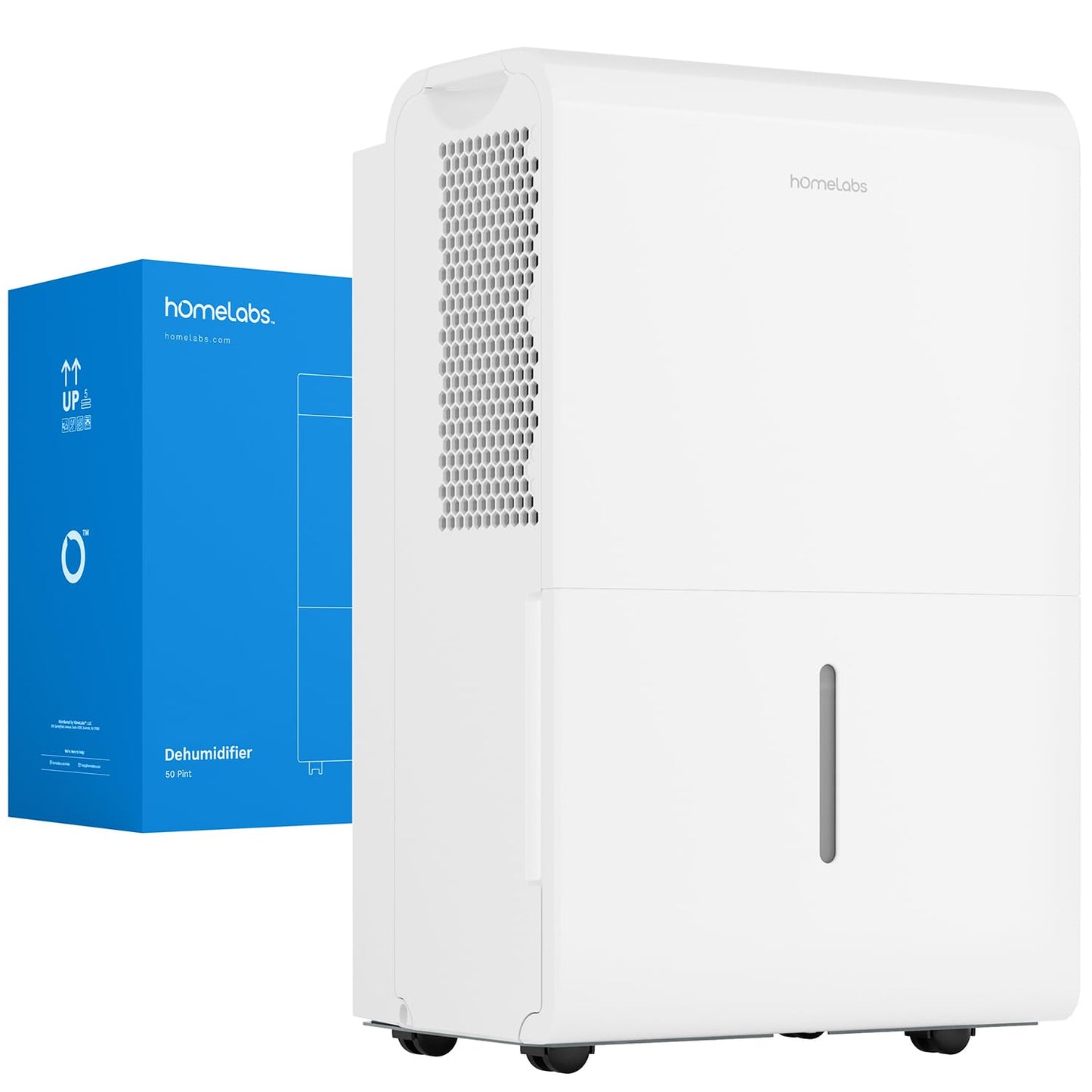 hOmeLabs Dehumidifier 7,000 Sq Ft Wi-Fi (50 Pint MAX 120 Pint at 95°F, 90% RH) for Home, Office, Basements with Powerful Moisture Removal, Humidity Control, Auto Shut-off, Quiet Operation