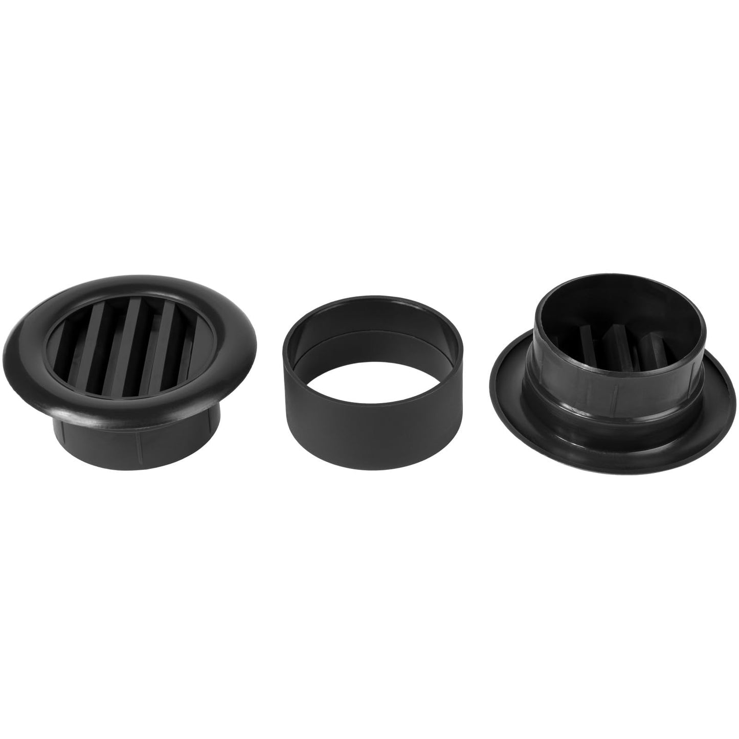 Vent Systems 1.5" Inch Round Door Vent Cover - 2 Pack - Black Plastic Mini Circular Grille with Dual-Sided Louvers - Durable Snap-In Register for Indoor Airflow - Ideal for Cabinet, Closet Ventilation