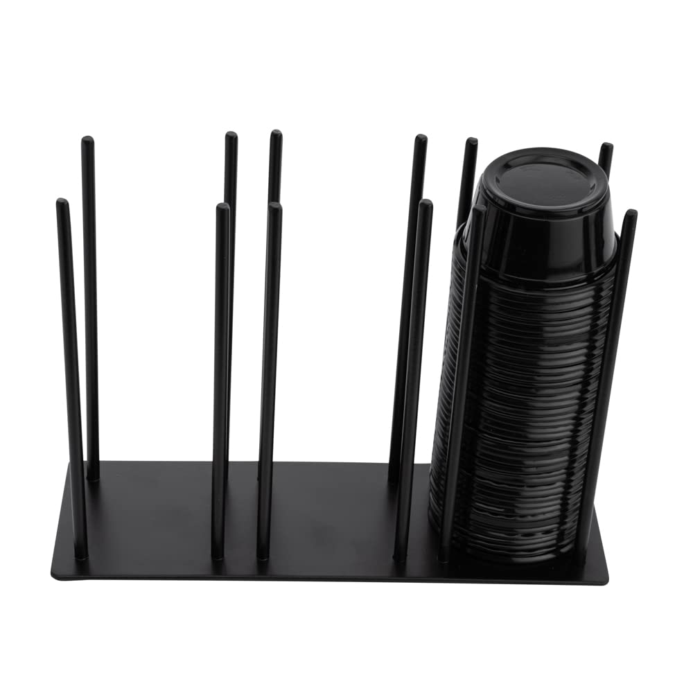 RW Base Black Iron Horizontal Portion Cup / Lid Organizer - 3 Section - 8 1/4" x 3" x 6" - 1 count box