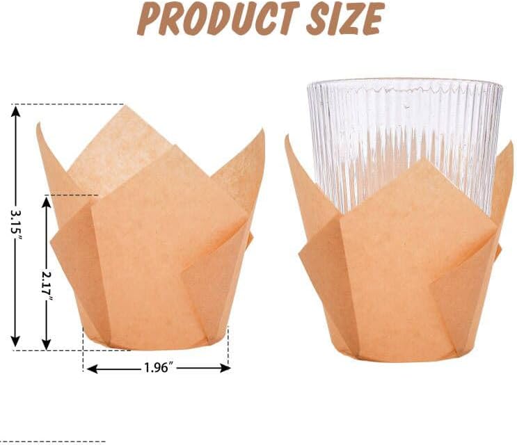 Skiennix 200Pcs Tulip Cupcake Liners - Premium Baking Cups for Weddings & Special Occasions | Natural