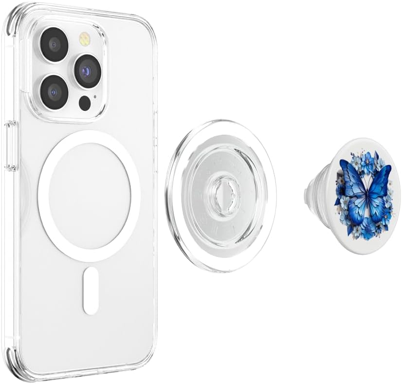 Cute Blue Butterfly Aesthetic Nature Butterflies Blue Butterflies with Flowers Floral Butterfly PopSockets PopGrip