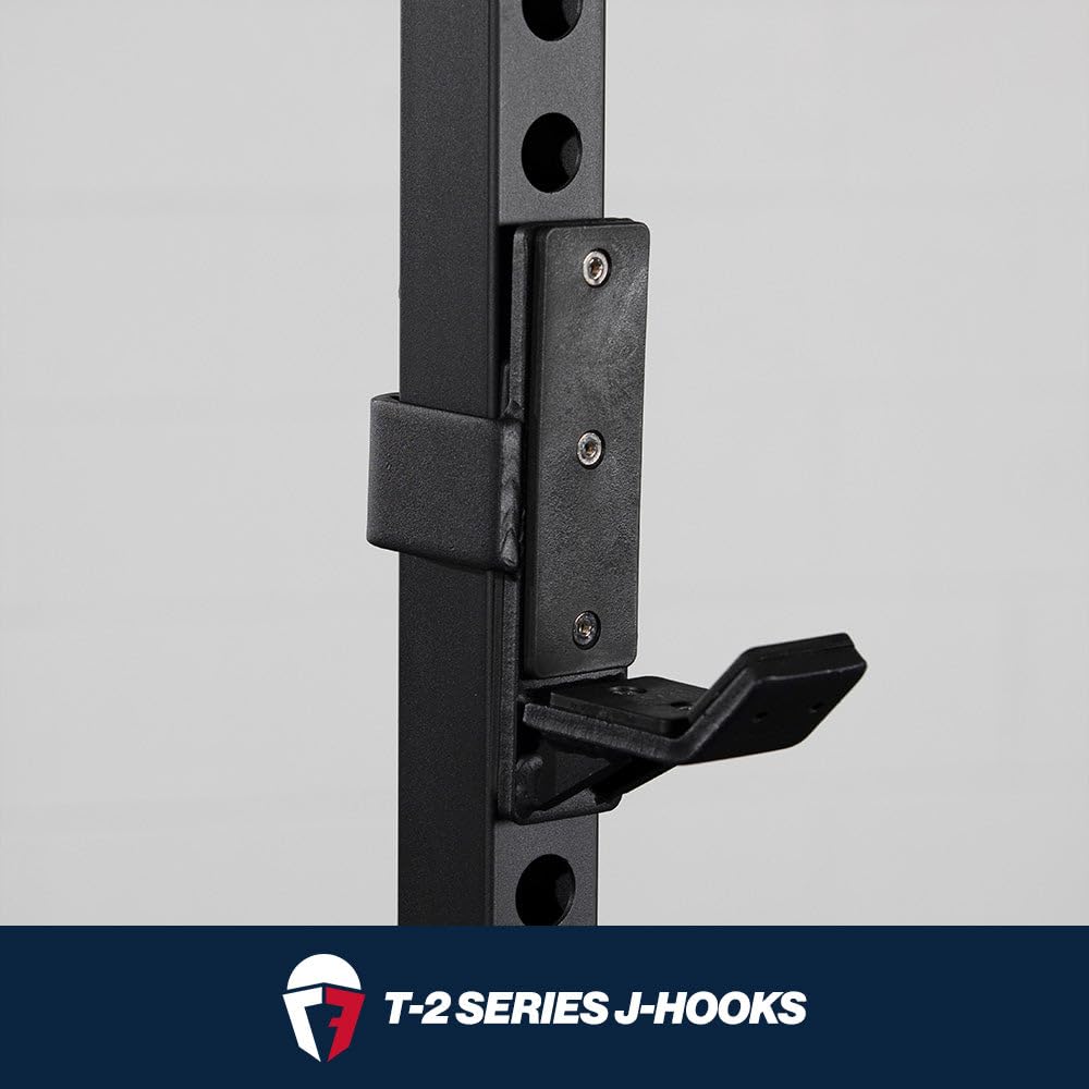 Titan Fitness T-2 Series Power Rack J-Hooks, 1000 LB Capacity, Fits 2" x 2" Rack Uprights with 26mm Holes, UHMW Protective Liners, Barbell Holder for Squat & Bench Press