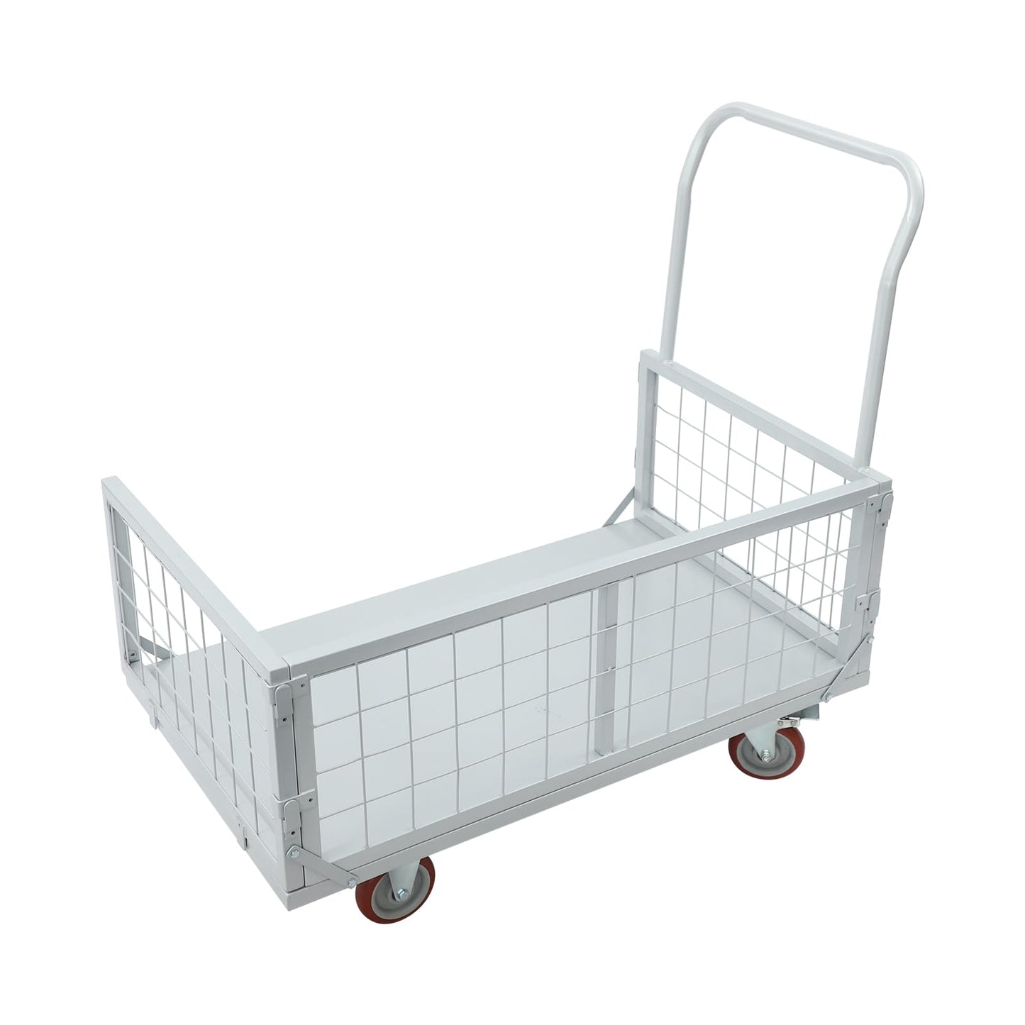 banborba Platform Truck Cart with Cage, 4-in-1 Heavy Duty Flatbed Cart, 2200lbs Capacity Hand Truck, Multi-Purpose Push Cart Dolly with 7" Casters for Groceries, Garage, Warehouse