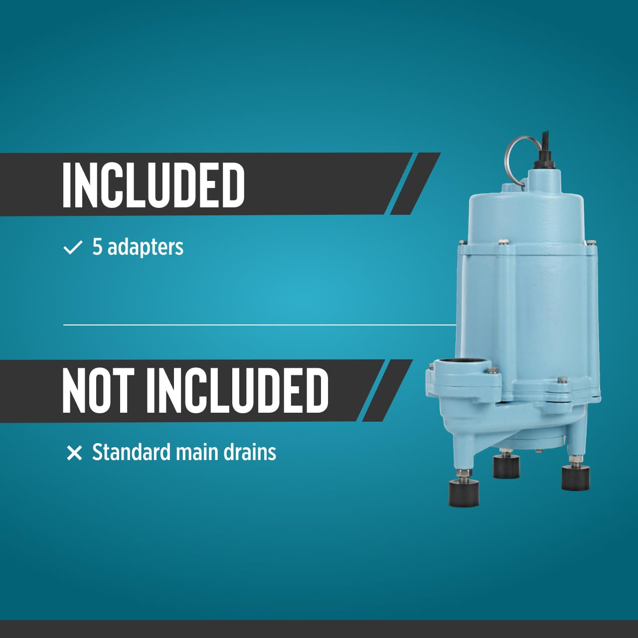 Little Giant 16G-F231-20 1 HP, 52 GPM, 1 Phase, 230 Volt, Automatic Cast Iron Submersible Grinder Pump with Piggy-back Tethered Float Switch, 20-Ft. Cord and 230 Volt Plug, Blue, 509813