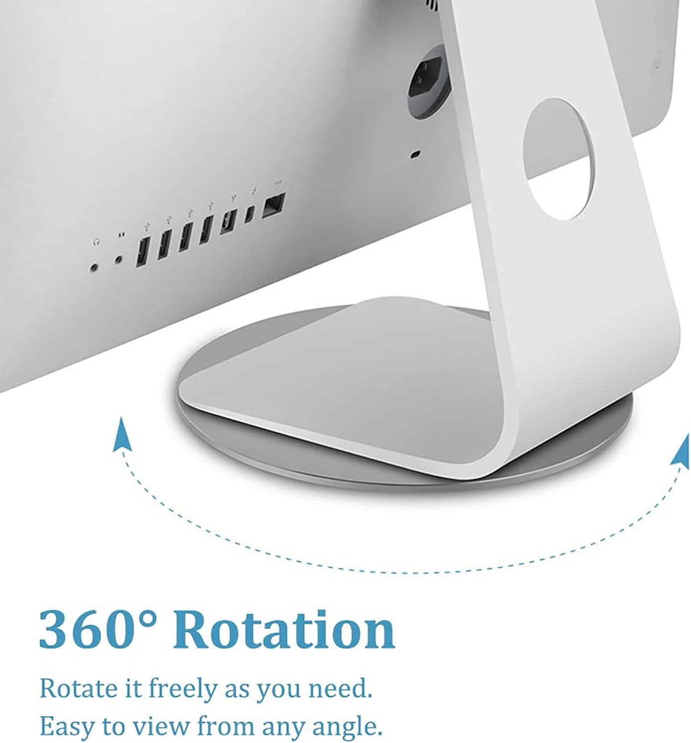 Yoqanr 360 Rotation Monitor Stand, Grey Aluminum Alloy, Wide Compatibility for iMac, Laptop, Potted Plants, Arts