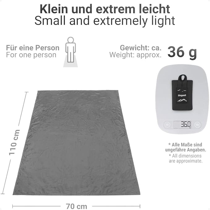 Sand Free Beach Mat for 1-2 Persons, 43.3x27.56″ Sandproof Easy Beach Blanket, Water-Repellent Outdoor Pocket Picnic Mat Small, Lightweight Beach Rug for Hiking Camping Travel(Gray)