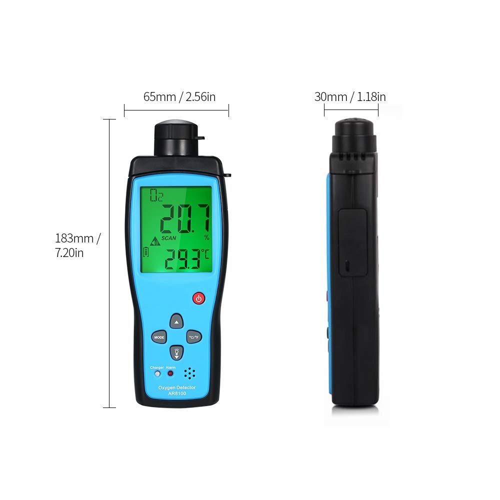 Cheffort Handheld Oxygen Gas Meter, Professional O2 Tester with Digital LCD Screen, 0-25% Vol Measurement Range for Industrial & Professional Testing