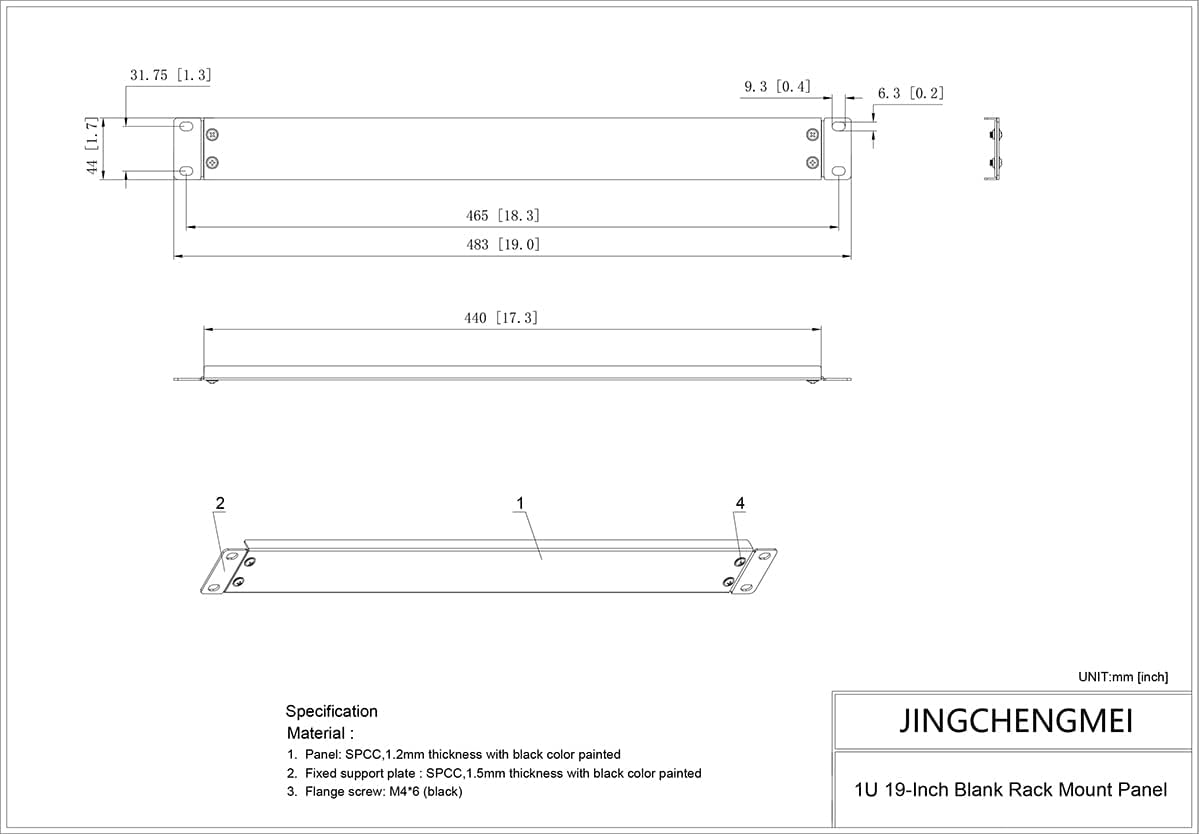 JINGCHENGMEI 2 Pack 1U 1U 19in (ABPA2PC) Metal Disassembled Blank Panel Rack Mount Spacer for Server Rack Enclosure