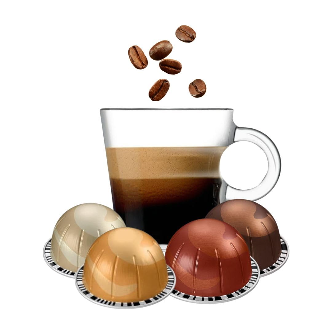 Coffee Capsules Assortment (40 Count, Vanilla+Carame+Hazelnut+Chocolate)