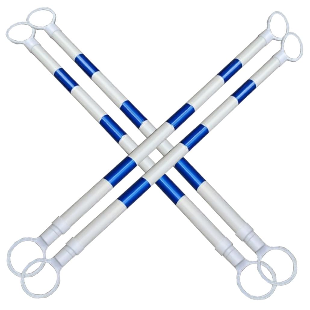 12 Pcs Telescopic Traffic Cone Barrier - Adjustable 5.2 to 9.8 Ft, Reflective Blue & White Tape, Outdoor Safety Extension Poles, Durable Traffic Control, Ideal for Events & Road Safety