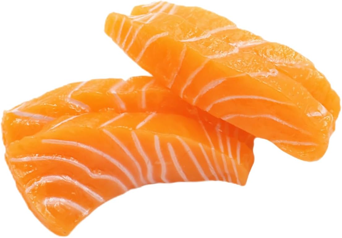 2pcs SUPVOX Realistic Artificial Salmon Slice Models Simulation Sashimi Decor for Home Restaurant and Kitchen Display
