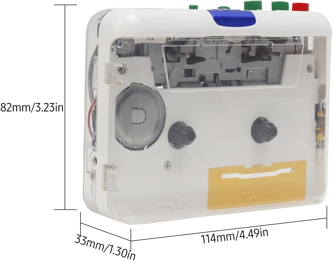 Yinhing Cassette MP3 MP3 Cassette to Player, Color Transparent Tape Player to Portable Stereo Player, USB Plug and Play