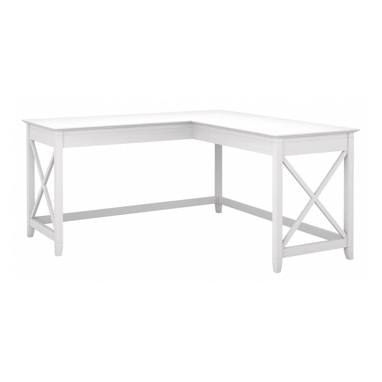 Bush Home Key West 60W Modern Farmhouse L Shaped Desk in Pure White Oak, 60-Inch Corner Computer Table for Home Office Workspace