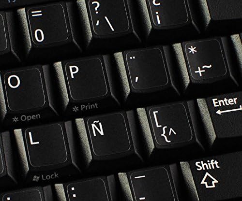 4Keyboard Spanish (Latin American) Non-Transparent Keyboard Sticker for Laptop, Desktop with White Lettering and Black