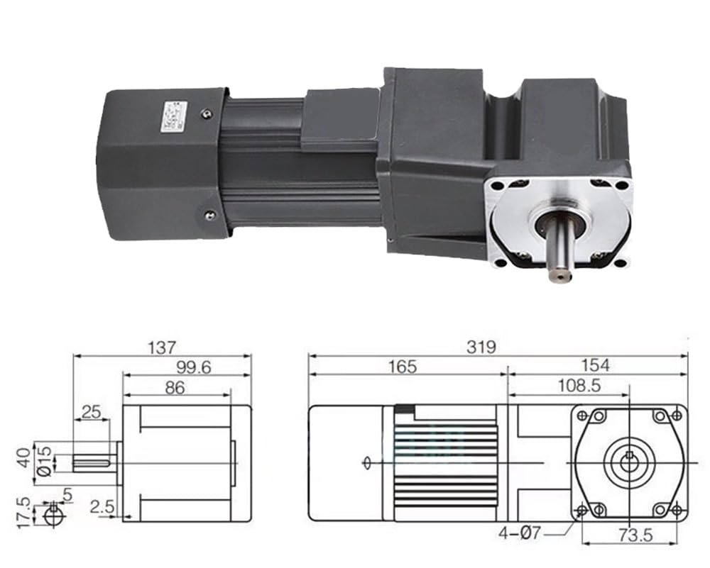 110V 120W Electric Gear Motor, 20nm High Torque AC Motor with Variable Speed Controller, 45RPM Variable Speed Motor, 1:30 (30K) Geared Motor, 90° Right Angle Output