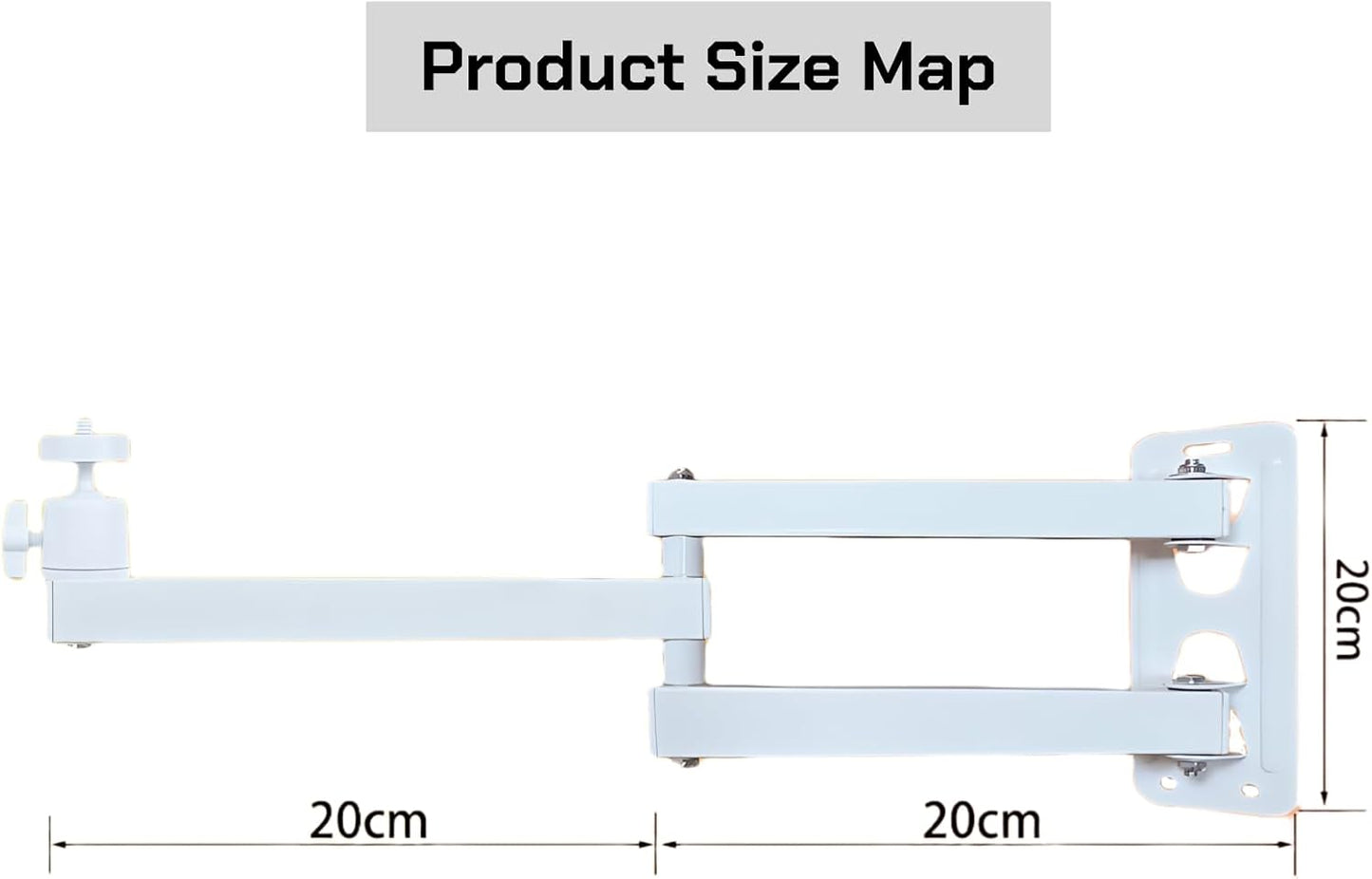 1/4" 360 (7.87"+7.87" 1/4" Foldable Projector Wall Mount | White Heavy-Duty | Screw | Rotatable | Universal for Mini