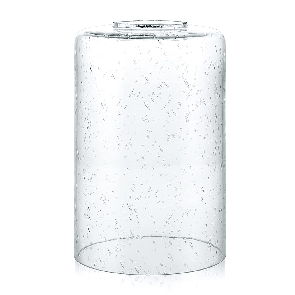 Skelang Seeded Lip-less Glass Lamp Shade, Cylindrical Light Cover with Fitter Opening, Replacement for Chandelier, Pendant, Bathroom Vanity Light, 4 Pcs