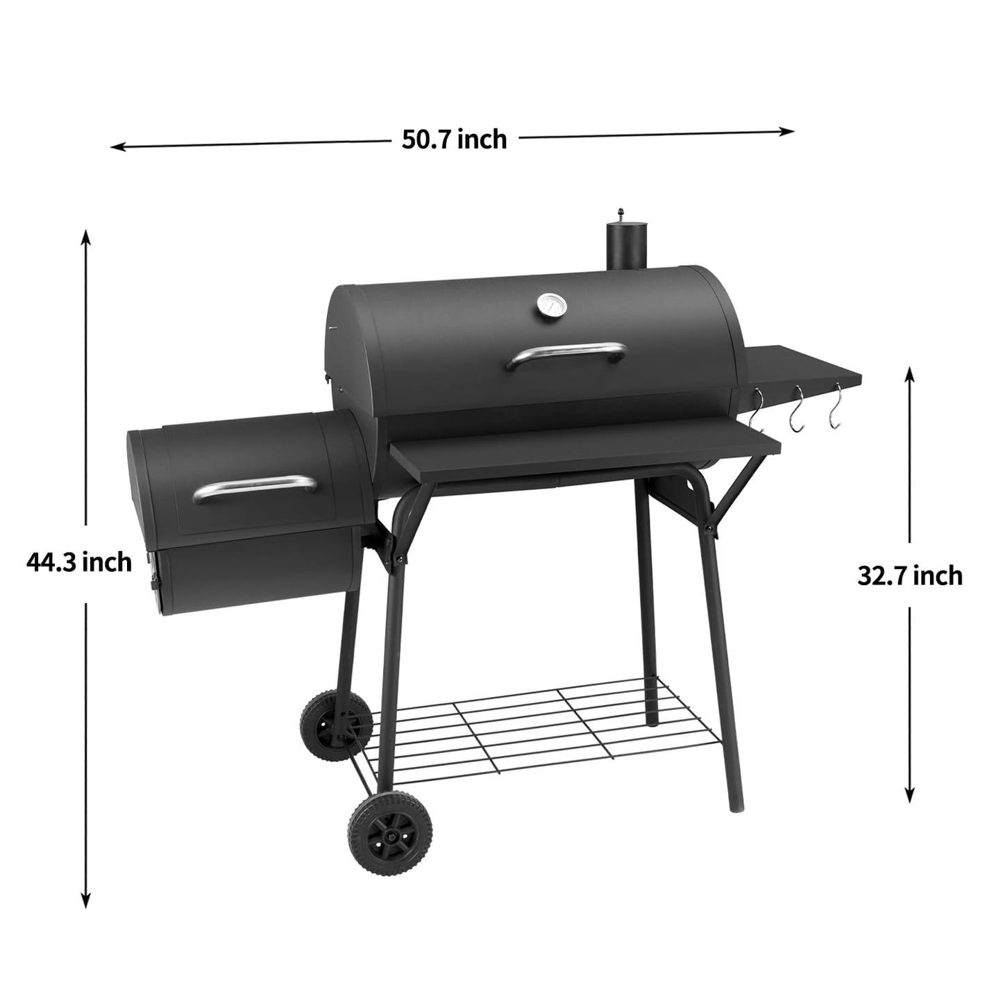 Charcoal Grill with Offset Smoker,BBQ Grills with Side Table,Outdoor Cooking with 714 Square Inches,Backyard Camping Picnics, Patio and Parties, Black by DNKMOR