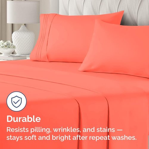King Standard Pillow Cases by King - Ultra-Soft Hotel Quality | Fade-Free & Wrinkle Resistant - Coral, Set of 2